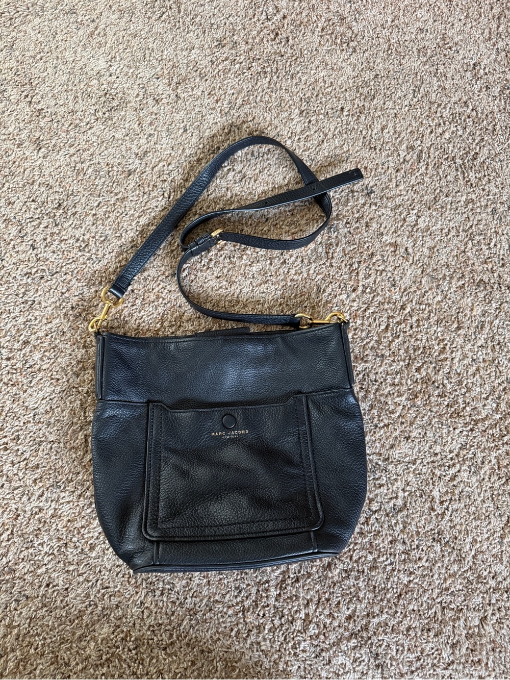 Marc Jacobs Black Pebbled Leather Crossbody with Front Pocket